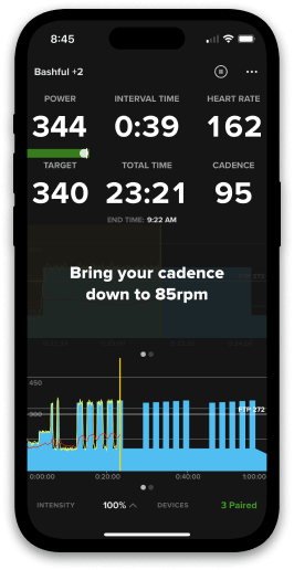 TrainerRoad app on a phone